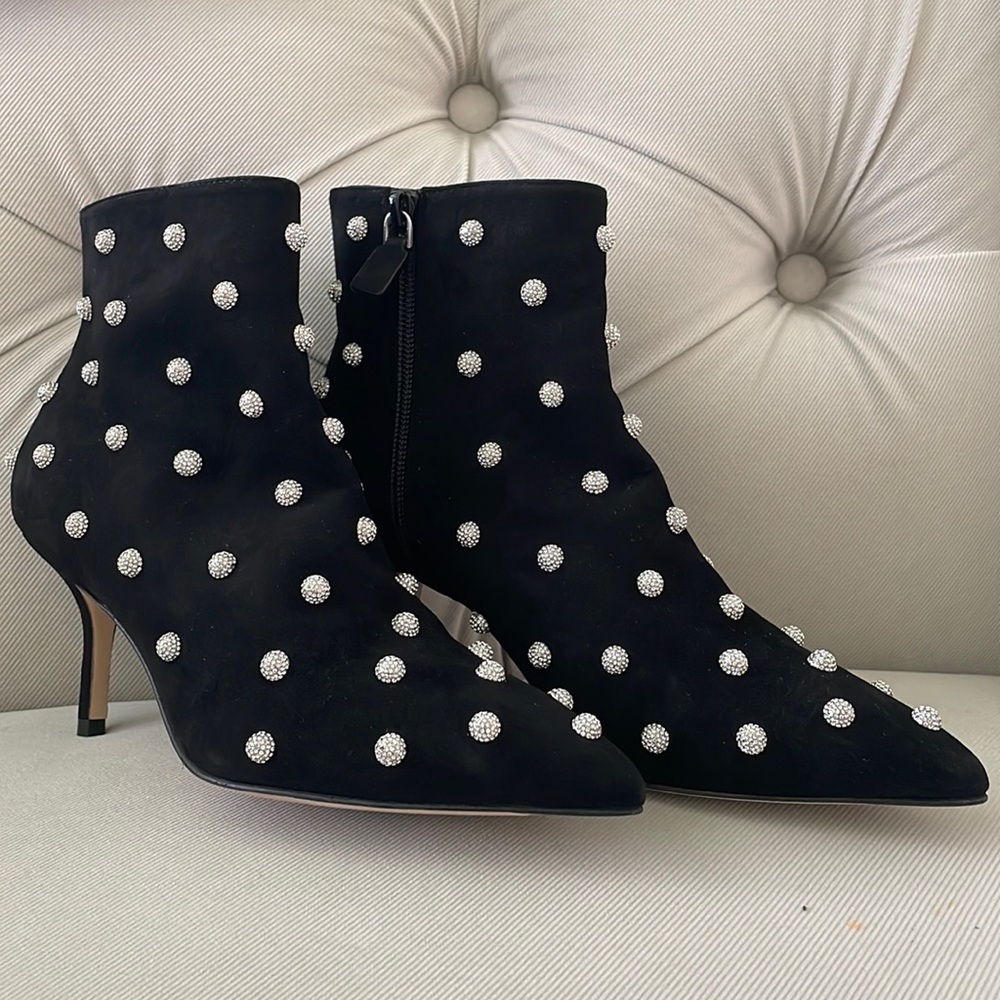 Stuart Weitzman Carine Crystal Suede Bootie